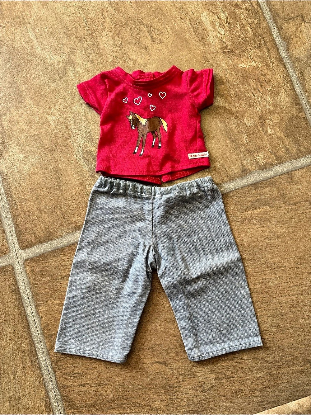 American Girl Doll Just Like You Horse Lover Shirt & Other Brand Doll Crop Jeans